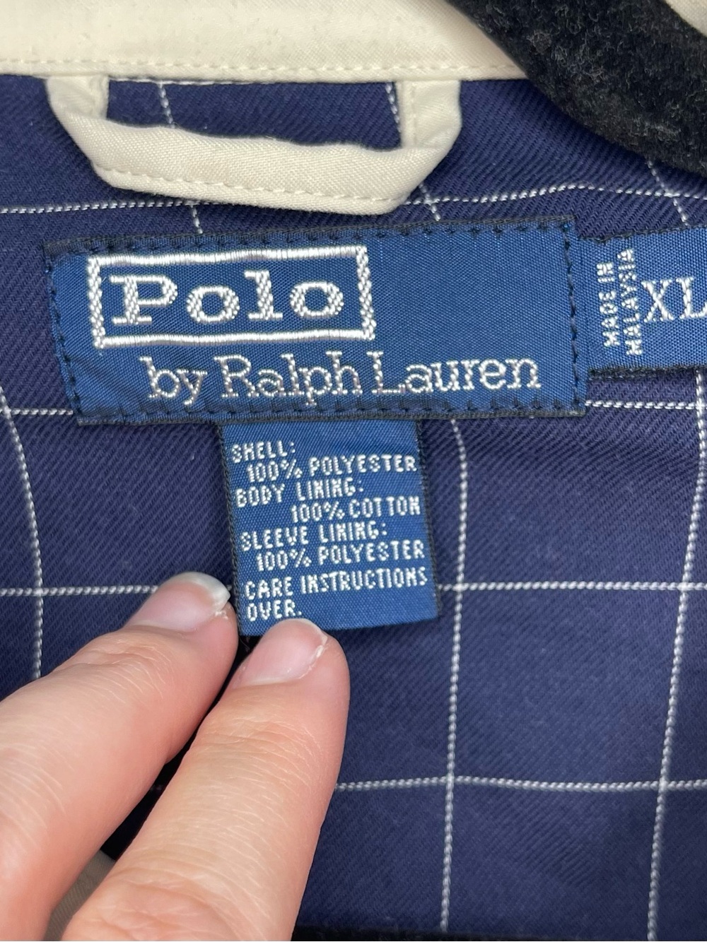 Ralph Lauren Cream Zip-Front Bomber Jacket with Navy Pony - Picture 3 of 3